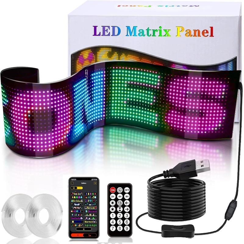 Car LED Sign Bluetooth APP LED Matrix Pixel Panel Night Light DIY Programmable Flexible LED Display For Car Store Hotel Bar