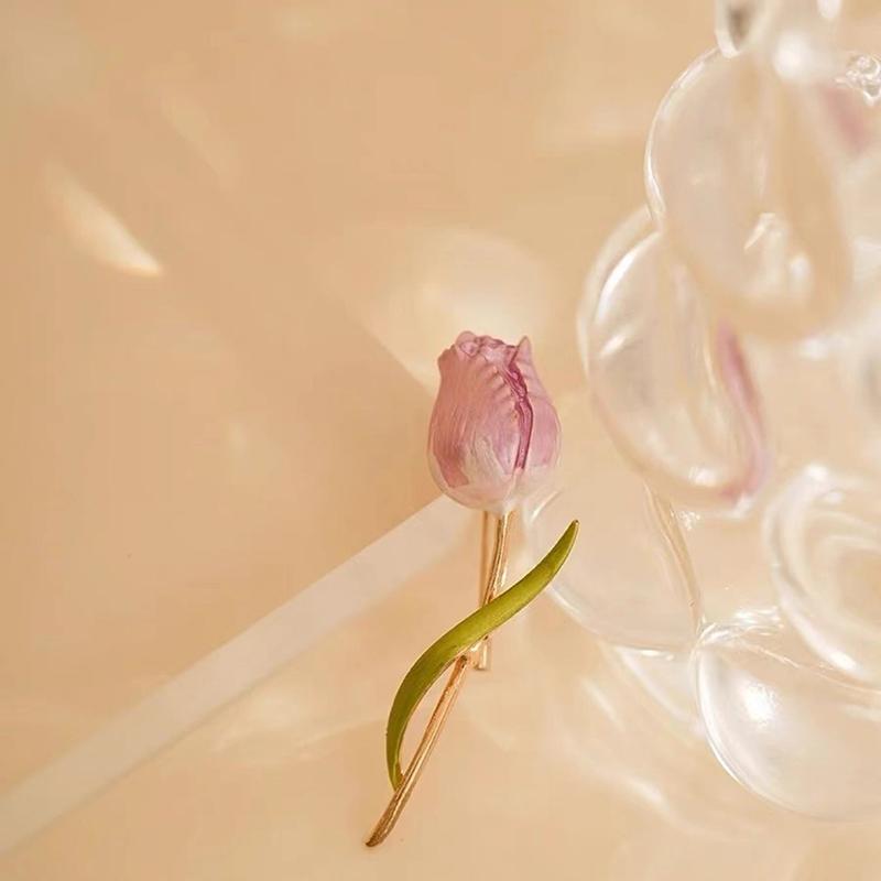 Свадебный тюльпан корсаж розовый цветок броши для женщин и мужчин булавка для праздничного костюма цветок булавки на лацкан свадебные украшения
