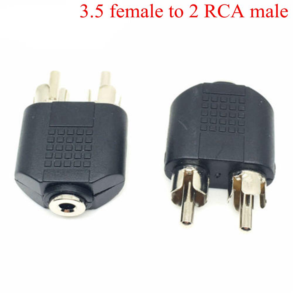Соединители Черные Видеоаксессуары 3,5 мм на 2 RCA Женский Мужской Y-разветвитель Аудиоадаптер Конвертер