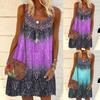 Женская мода Летний жилет с принтом Камзол Свободное повседневное платье без рукавов