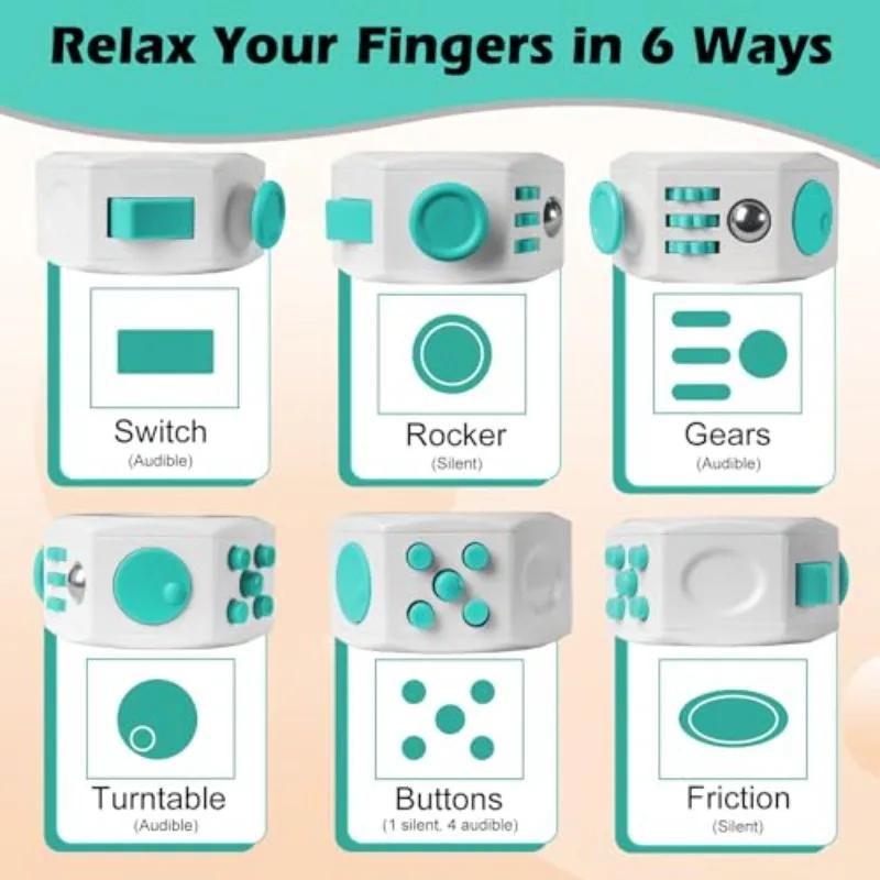 6 Sided Cube Fidget Roller Sensory Toy Multifunctional Finger Spinning Ring Cube Toy Relieve Stress for Improve Focus
