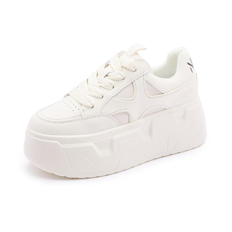 Осенние новые кожаные женские туфли для студентов, увеличивающие внутреннюю высоту, маленькие белые туфли, женские, подходящие по цвету, универсальные, на платформе, повседневные туфли для детей