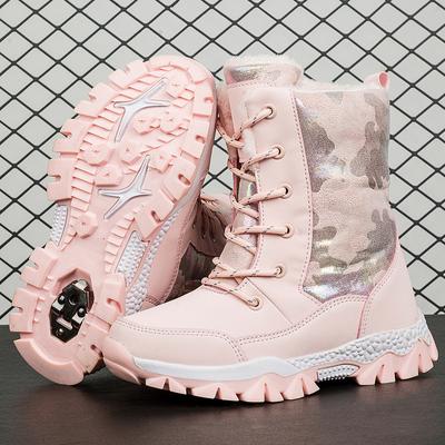 Зимние детские зимние сапоги для девочек, непромокаемая хлопковая обувь, толстые теплые нескользящие ботинки, повседневные детские сапоги-трубочки