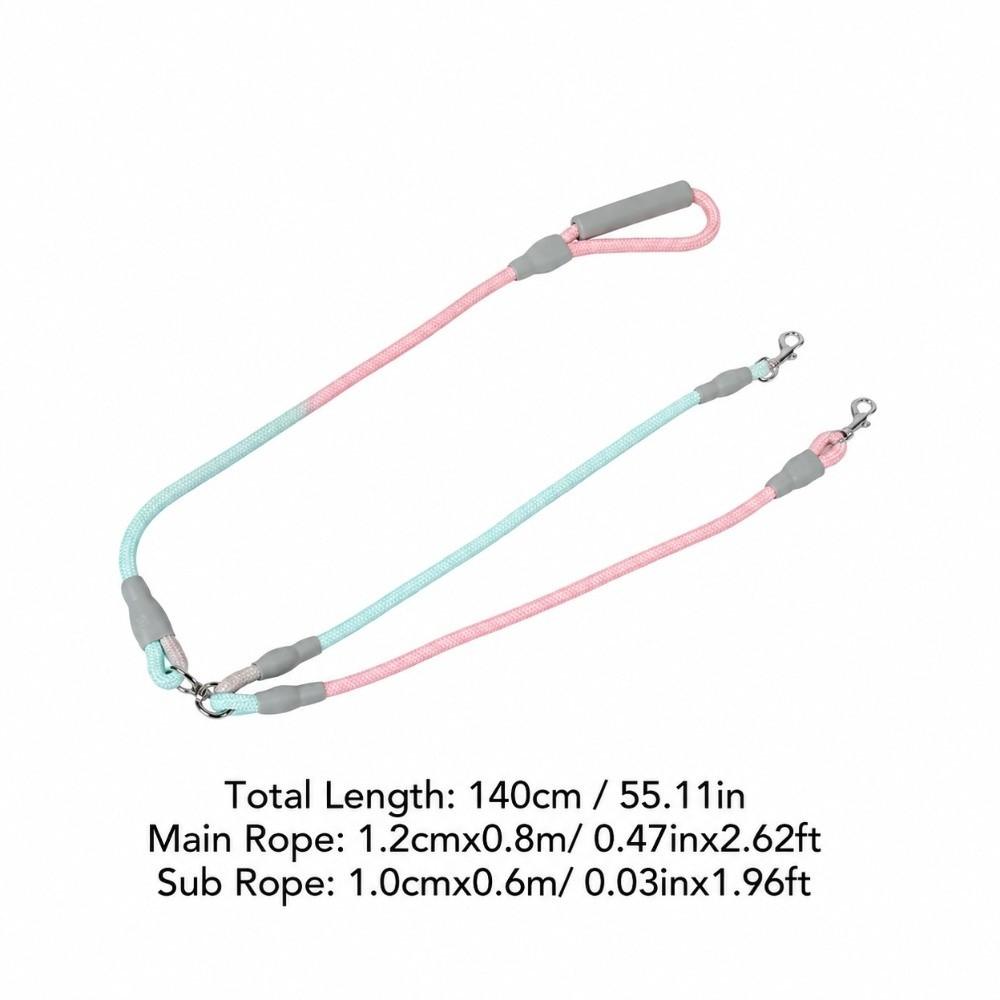 1.2cmx0.8M+1.0cmx0.6M Lightweight Two Dog Lead Multi Colors Dual Pet Leash  Outdoor Travel