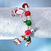 Women's European & American Christmas Glass Beaded Bracelet with Alloy Pendant and Elastic Cord