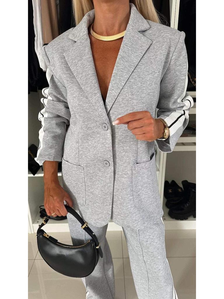 2024 Autumn/Winter European & American Women's Long-Sleeved Turn-Down Collar Casual Suit Set