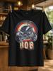 Bob Motorcycle Circle Faded Chopper Graphic Over Red Cream Target Rings Worn Vintage Biker Road Unisex All Tshirt
