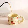 330ML Japanese Style Ceramic Coffee Cup Cute Fruit Pattern Milk Tea Cup Water Mug with Anti-slip Handle Coffee Cup Birthday Gift