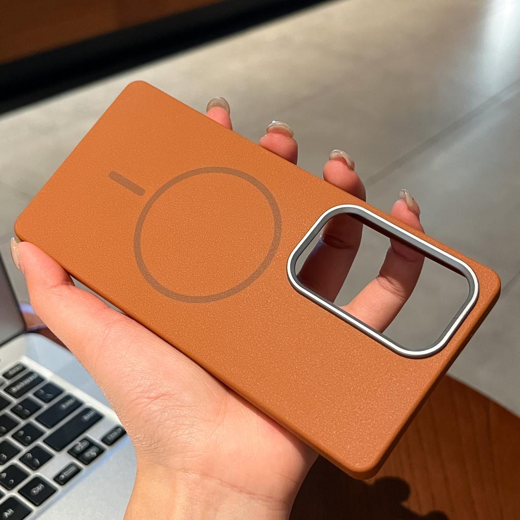 Magnetic For MagSafe Leather Texture Case For Samsung Galaxy S25 S24 S23 S22 Plus Ultra FE Wireless Charging Matte Soft Cover