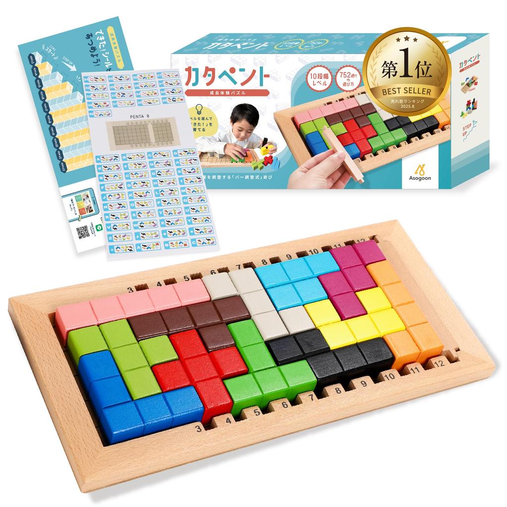 Educational Toy Wooden Puzzle Growth Experience Puzzle 10 Stages x 752 Combinations Brain Training Montessori Toy Perfect for Gifts Asogoon Catapent®