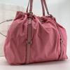 PRADA Pocono Tessuto Nylon Ribbon Hand Tote Bag One Shoulder Strap Leather Pink Silver Hardware Triangle Logo Plate