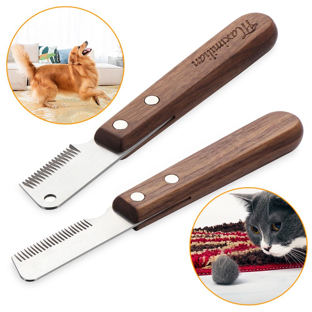 Инструмент для груминга Парикмахерский инструмент Выщипывание Гребень для груминга Кошачья щетка Деревянная ручка Удалитель шерсти домашних животных