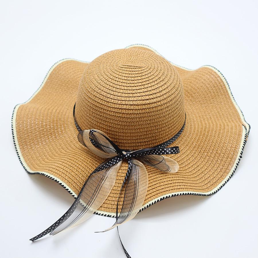 Летняя женская соломенная шляпа с большими карнизами для защиты от солнца и затенения, пляжная шляпа с большим краем для отпуска и путешествий, солнцезащитная шляпа