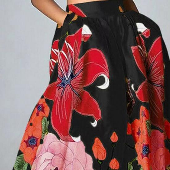 Женская макси-юбка с эластичной резинкой и высокой талией, длинная юбка с карманами