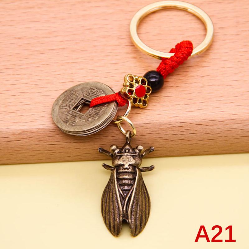 Винтажный медный брелок для денег, монет, монет удачи, брелок для ключей в стиле фэн-шуй с тыквой