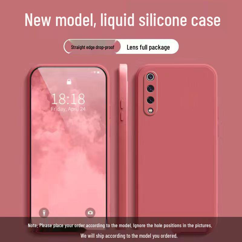 Совместимо с Xiaomi 9SE: Простой однотонный чехол для телефона из жидкого силикона, полное покрытие, противоударный, мягкий.