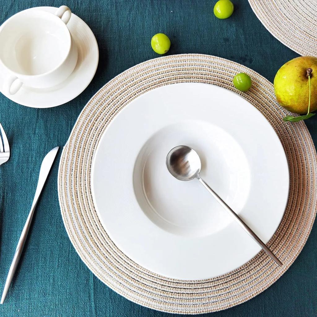 6 шт. плетеные круглые коврики для кухонных обеденных столов, дорожка для обеденного стола, теплоизоляция, нескользящие моющиеся салфетки, рождественские коврики для стола, украшение для дома, подставка для подставок