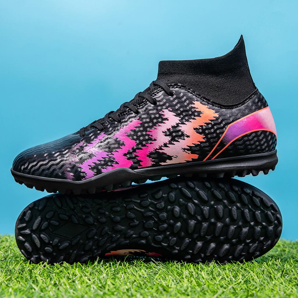 Men's Soccer Shoes TF/FG Non-Slip Turf Soccer Cleats Trend Design Shoes Comfortable High Top Sneaker High Quality Football Boots