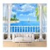 Настенные обои Картина 3D HD Вид на море Балкон Римская колонна Современная гостиная Диван ТВ Фон Стена Фотообои