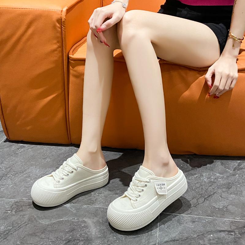 CRLAYDK женские парусиновые мюли на платформе модные кроссовки повседневные слипоны повседневные шлепанцы комфортная обувь для ходьбы увеличивающая рост