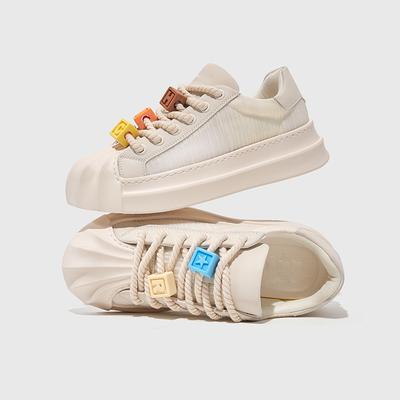 Женская обувь с круглым носком, женская обувь на высокой платформе, не совсем белая, распродажа, стильные легкие корейские оригинальные городские туфли 39