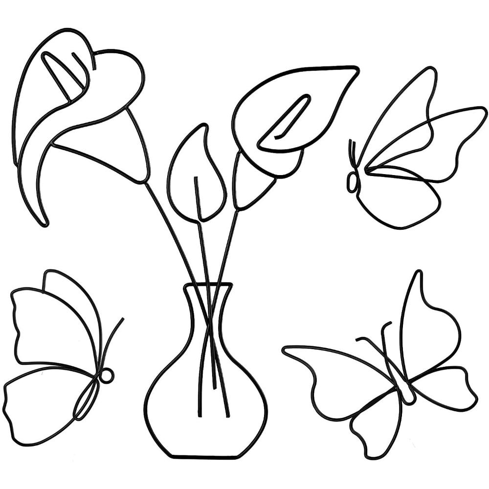 Décoration Murale Papillon En Métal, 4 Pièces, Guirlandes, Art Mural Papillon Four Pieces Butterfly Metal Wall Art Garland Decor