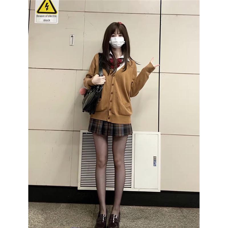 Японский вязаный кардиган JK - однотонный свободный свитер свободного кроя в стиле кампуса на осень/зиму, униформа JK