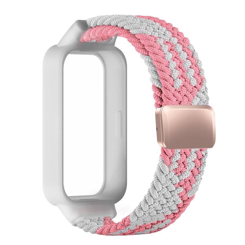 Плетеный ремешок+Чехол из ПК для Xiaomi mi band 9 8 active аксессуары спортивный магнитный Нейлоновый браслет correa+Чехол для Redmi band 3 2