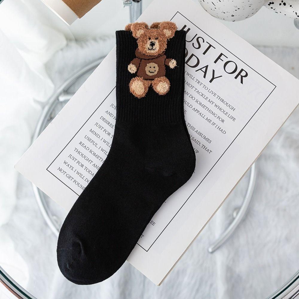 Comfortable Cotton Cotton Socks Brown Bear Bear Socks Soft Middle Tube Socks