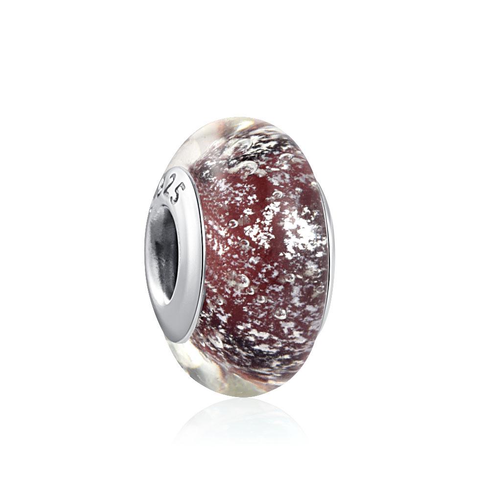 New S925 Sterling Silver Plated Pink Red Green Blue Murano Glass Bead Charm Fit Original Bracelet DIY Jewelry For Girl