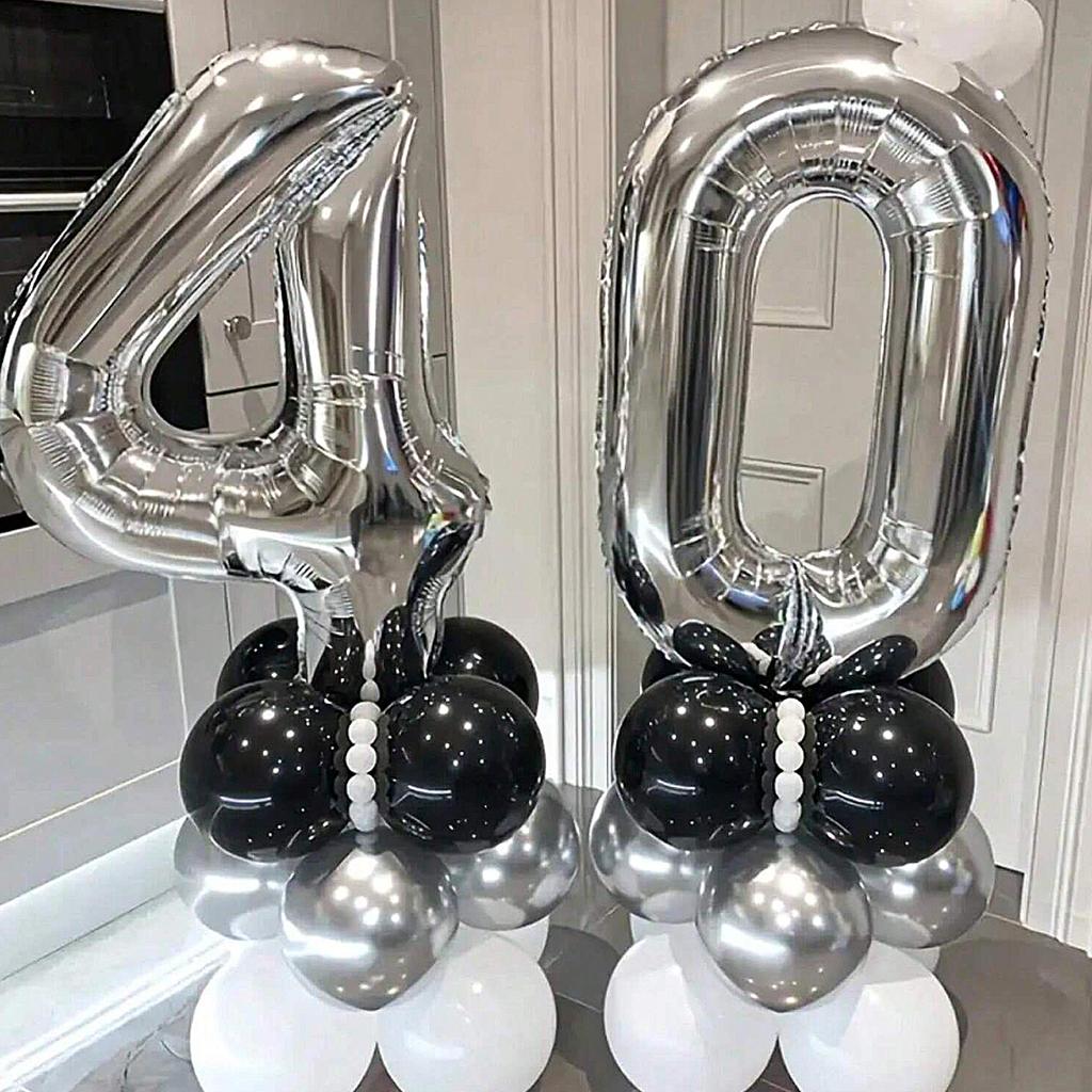 32-дюймовые золотые и серебряные шары-цифры, вечеринка по случаю дня рождения, свадьба на День святого Валентина, годовщина, украшение для новогодней вечеринки