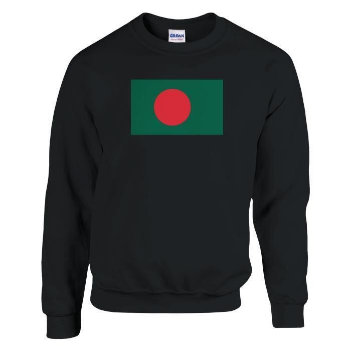 Sweat-shirt - PIXELFORMA - Drapeau du Bangladesh - Manches longues - Noir - Coton-polyester