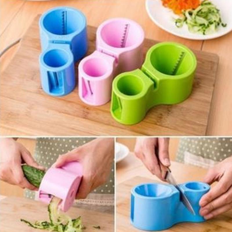 Многоцелевая кухонная терка-шинковка Двухголовый дизайн ABS Овощерезка-спиралайзер Лезвие из нержавеющей стали Точилка