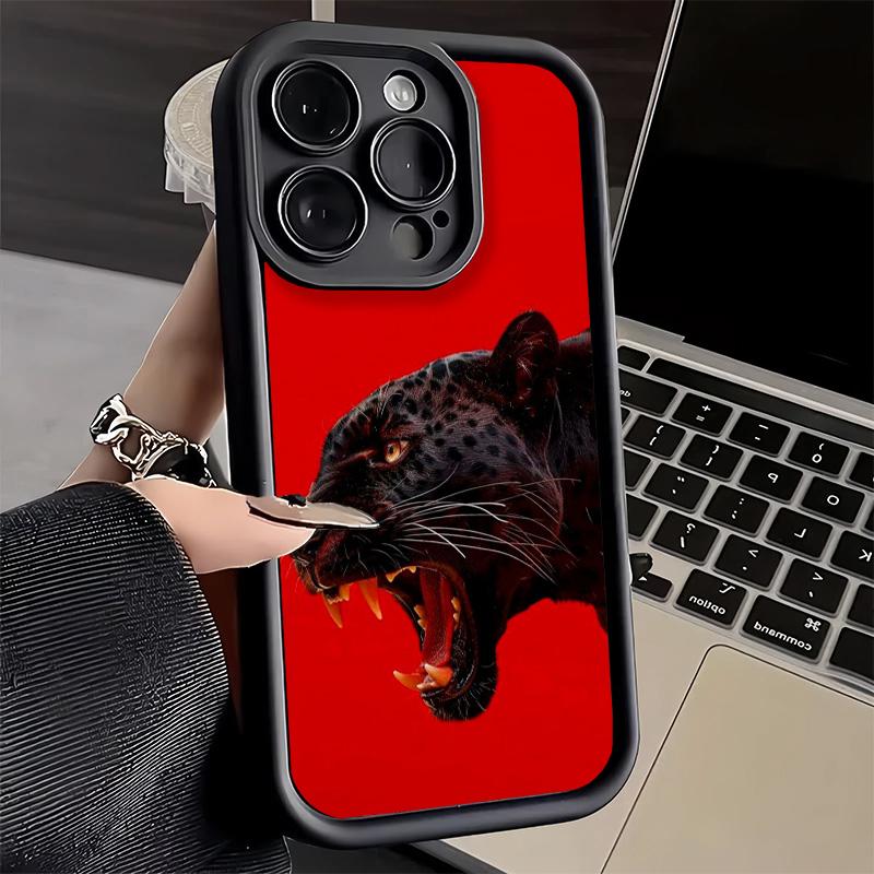 Чехол для телефона iPhone 17 Air 16E 15 16 Pro Max Черная Пантера Крутой Чехол с Животным 14 Plus 13 12 Mini Мягкий Силиконовый Fundas