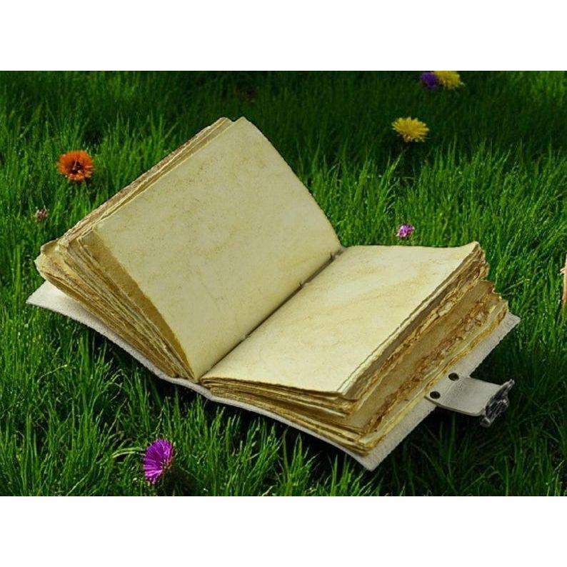 Книга теней – Кожаный журнал заклинаний с бабочкой мотыльком – Гримуар колдовства – Подарок для нее и дочери