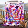 The Amazing Digital Circus Flannel Blanket, Personalized Custom Name Text, Soft Warm Plush Throw Blanket For Gift
