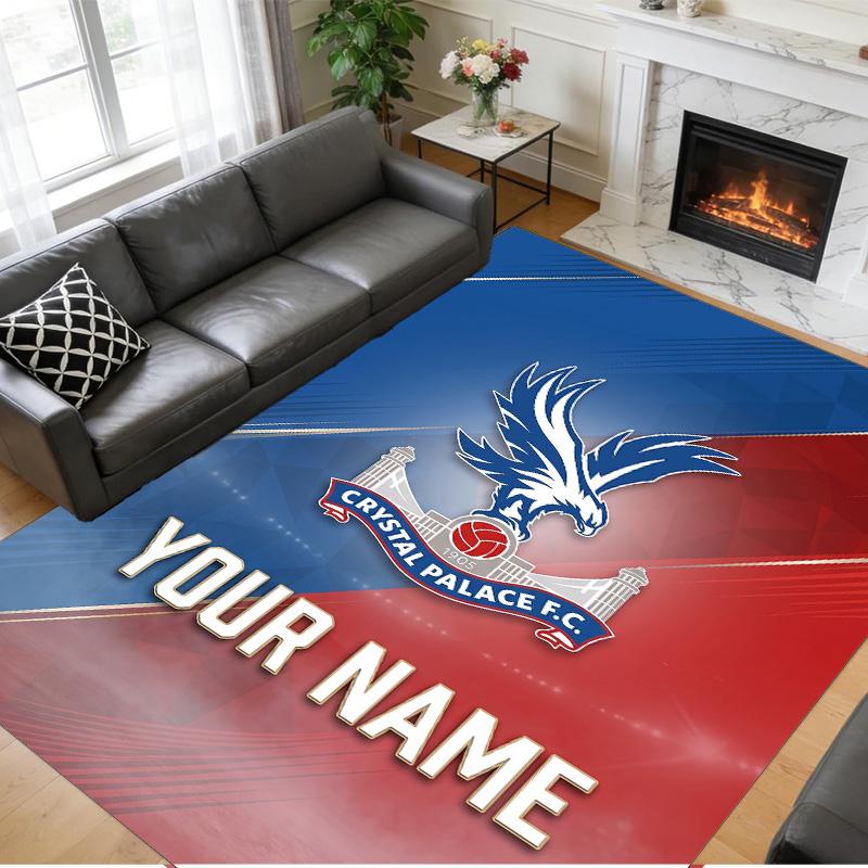 Crystal Velvet Rug Custom Name Text, Soft Non Slip Floor Mat Home DecorCrystal Palace