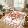 Floral Garden Theme Crystal Velvet Rug Personalized Custom Name Text Soft Floor Mat Home Decor