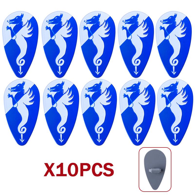 MOC Средневековый Военный Замок Оружие Римский Рыцарь Шлем Щит Аксессуары Строительные Блоки Зеленый Дракон Лев Крестоносец Кирпичи Игрушка