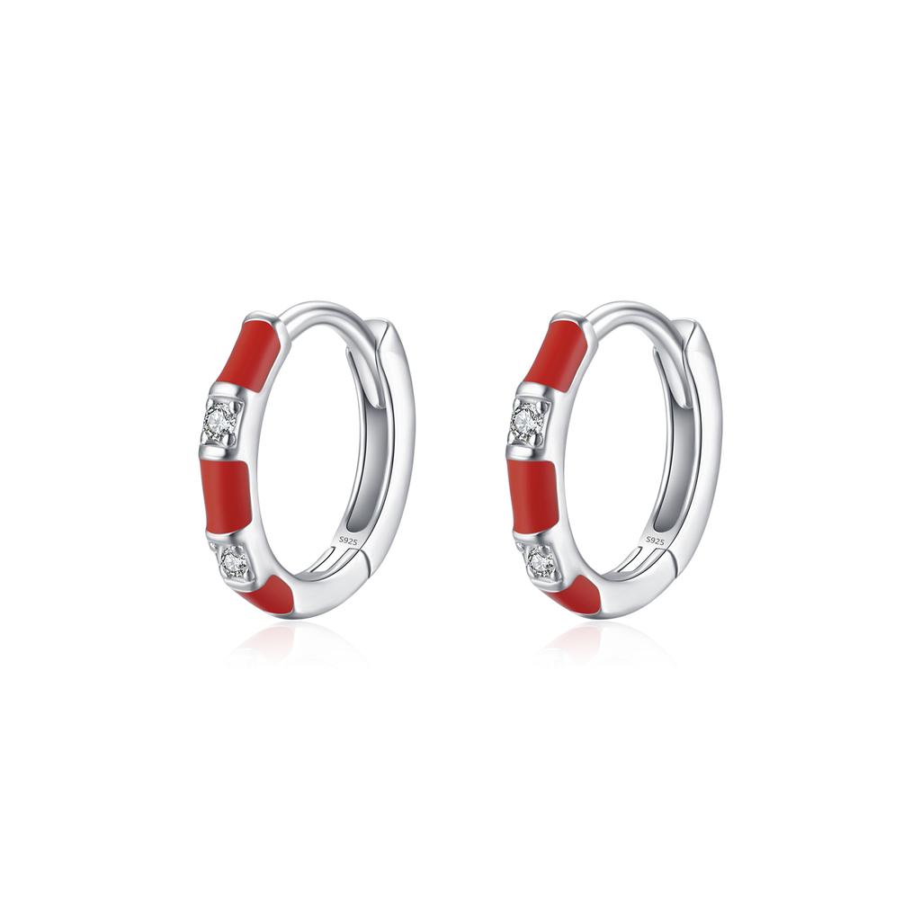 Dazzling Tiny Ear Buckles for Women Fine Jewelry Summer Design 925 Sterling Silver Small Trendy Colorful Enamel Hoop Earrings