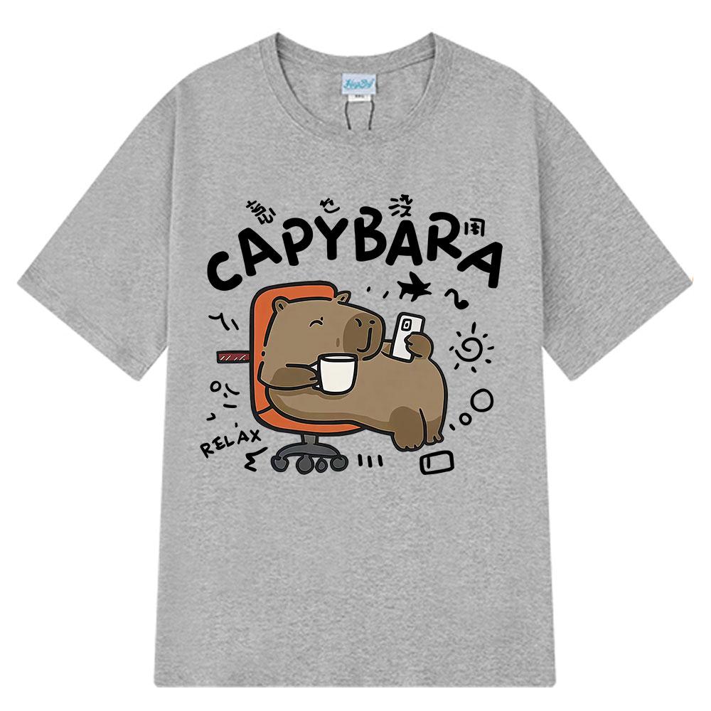 Funny Capybara Cartoon Printed Tshirt Unisex Unisex Casual Loose Short Sleeved Tshirt Summer Stree Casual Harajuku Unisex T Shirts