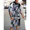 Fashion New Plus Size Men's Suit Cross Jesus Printed Suit Summer Cool Breathable Short Sleeve Drawstring Shorts Faith Clothing