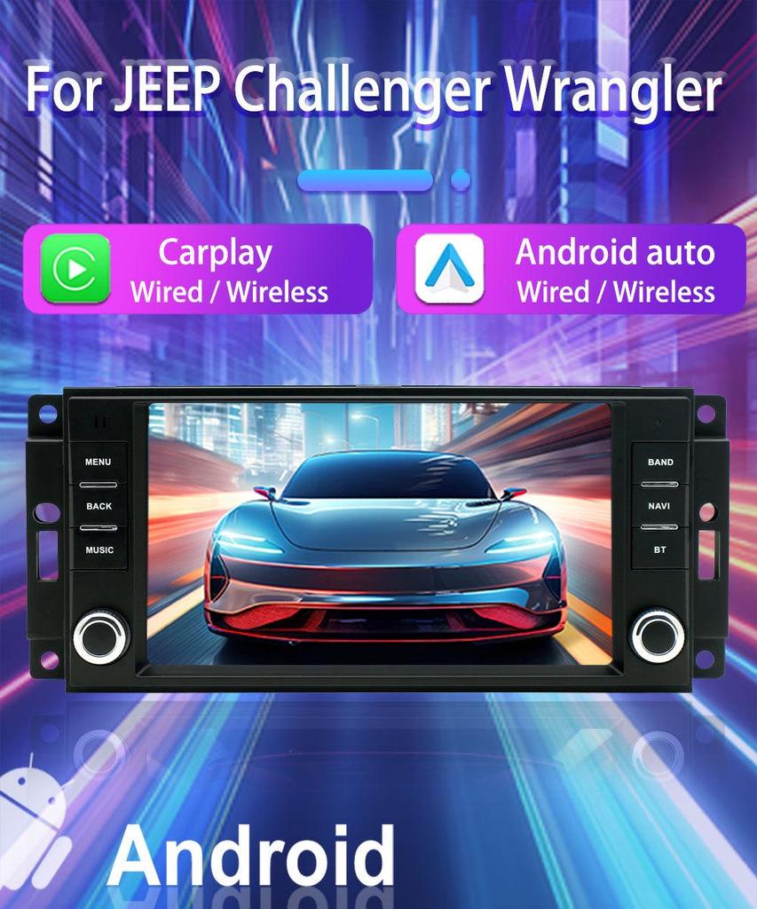 Jeep Wrangler Challenger Android Bluetooth GPS Навигация с Carplay и Камерой Заднего Вида