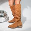 Trendy British Style Knee High Boots Women Retro Brown Long Boots Retro Brown Boots Women Autumn Suede Knee Casual Boots Size 43
