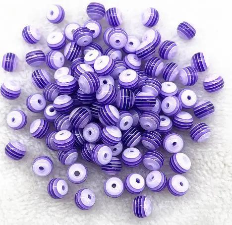 TX02 50pcs 8mm Gorgeous Round Transparency Loose Beads Stripe Jewelry Department DIY Affordable Bracelet Trend Accessories Beads