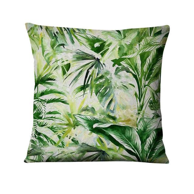 Green Plant Printed Cushion Decorative Pillow Tropical Palm Leaf Home Pillow Decoration Almofadas Decorativas Para Sofa 45*45Cm