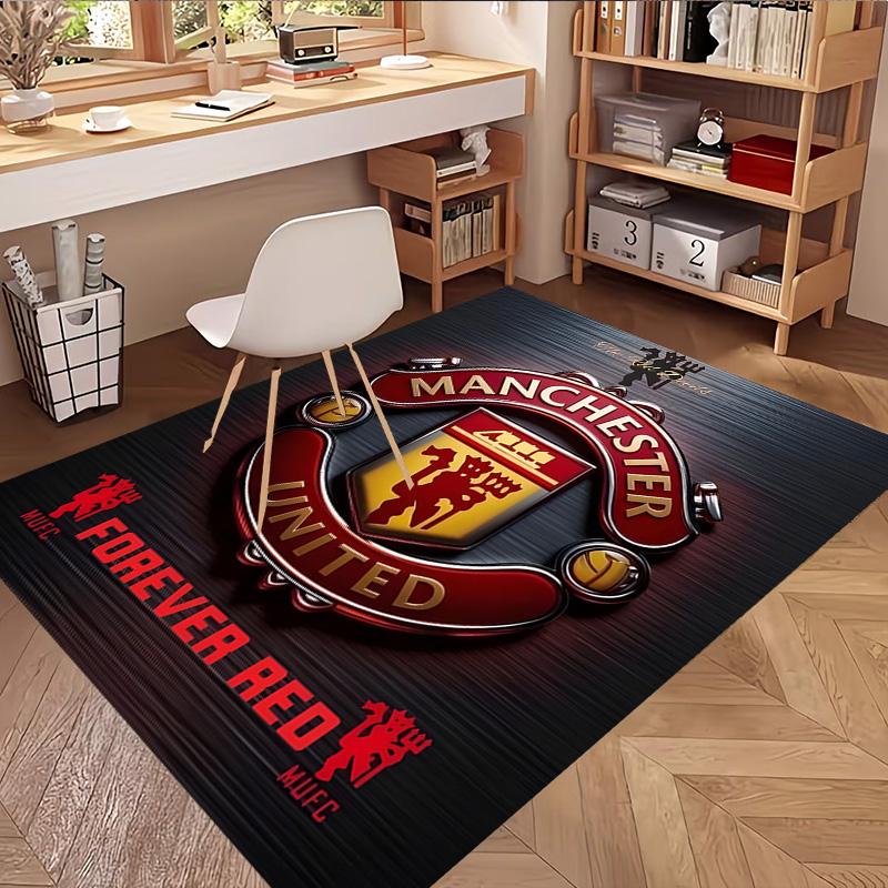 Manchester Football Print Rug, Washable Floor Carpet, For Entryway Dorm Laundry Room Office Study, Home Decor Birthday Christmas Gift