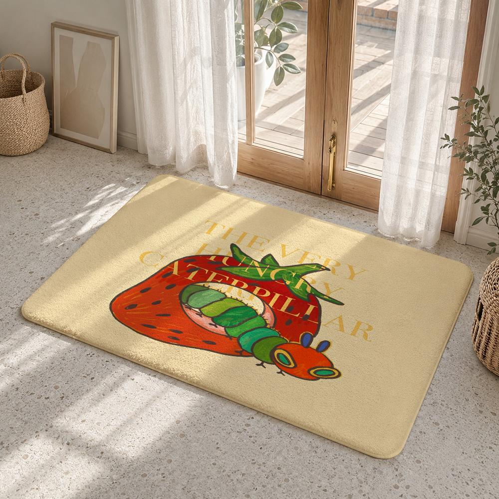The Very Hungry Caterpillar Floor Mat Flannel Rug Non Slip Absorbent Soft Washable For Entryway Hallway Bathroom Kitchen Decor