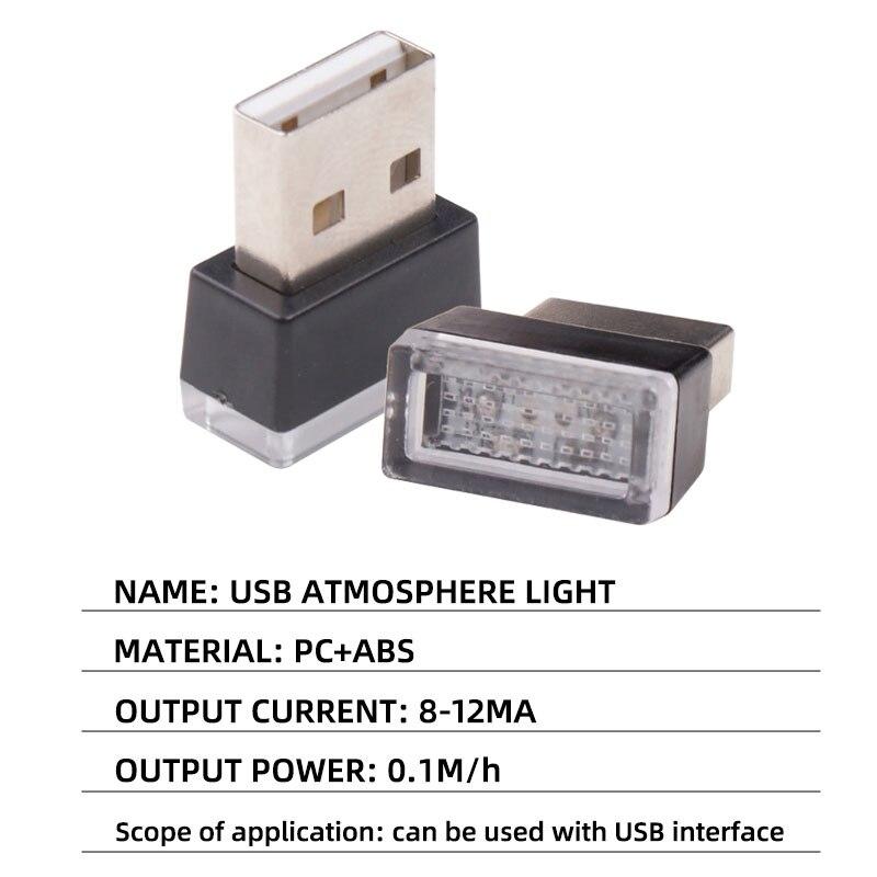 4x Автомобильные мини USB светодиодные атмосферные огни Декоративная лампа Синий и красный Фиолетовый Белый Внутренний Светильник Портативный ПК Plug