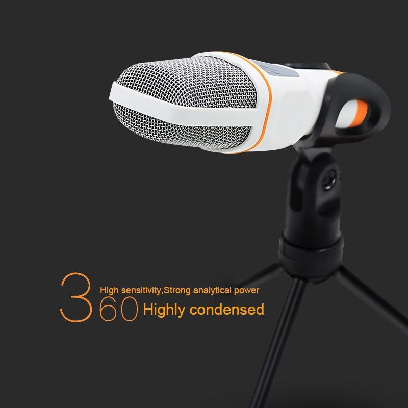 Профессиональный конденсаторный звуковой микрофон 3,5 мм с подставкой для ПК, ноутбука, запись Skype для IPhone, телефона Android, компьютерные игры, прямая трансляция YouTube